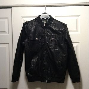 Mens Large Black Leather Jacket